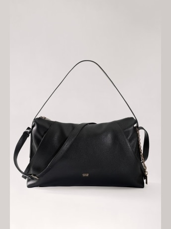 Guess borsa a tracolla grande donna  devon in ecopelle nera con logo