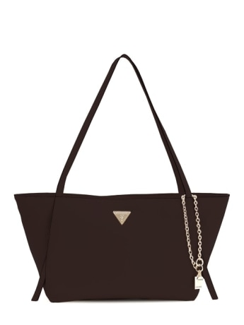 Guess borsa tote donna devon 3 comparti in  cecopelle marrone con logo