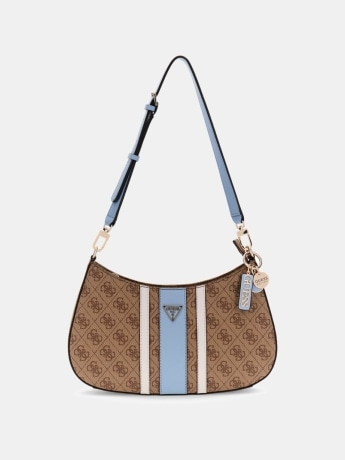 Guess borsa  donna a spalla noelle in ecopelle bicolore beige e celeste