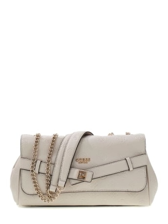 Guess borsa a tracolla donna ella logo in ecopelle latte
