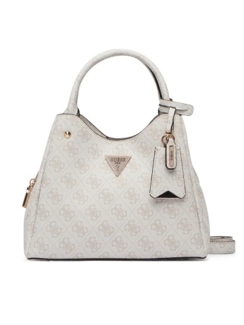 Guess borsa donna a mano con tracolla meridian ii avorio con logo all over