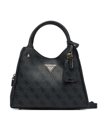 Guess borsa donna a mano con tracolla meridian ii nera con logo all over