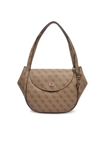 Guess borsa a spalla coleen logo shoulder bag in ecopelle beige
