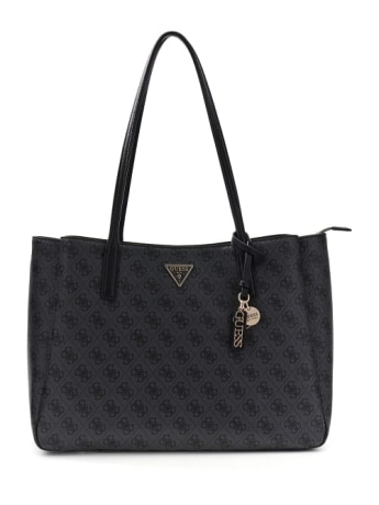 Guess borsa a spalla noelle ii tech tote in ecopelle nera