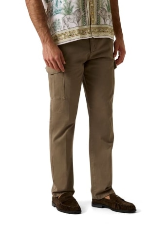 Guess pantalone russel cargo in cotone beige scuro