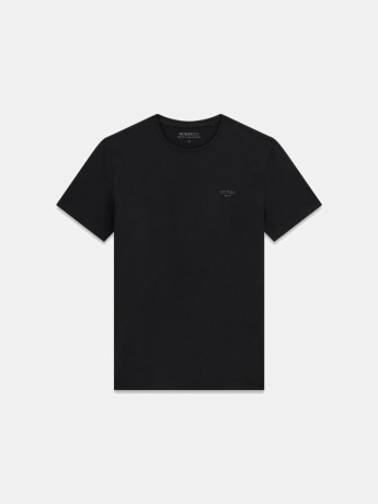 Guess t-shirt  uomo in cotone nero con mini logo laterale slim fit