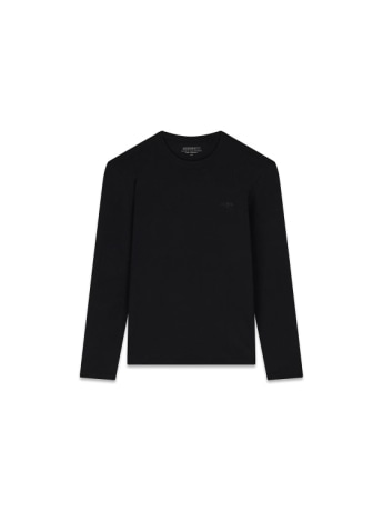 Guess t-shirt uomo manica lunga slim in cotone nero con logo