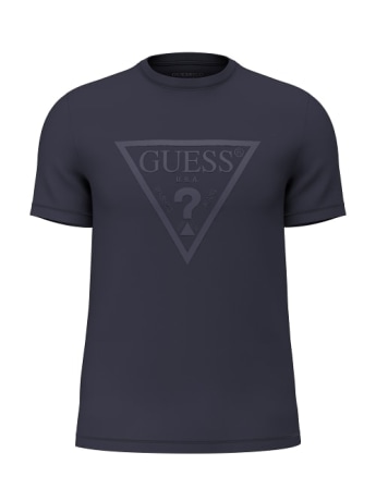 Guess t-shirt uomo  in cotone blu con logo stampato