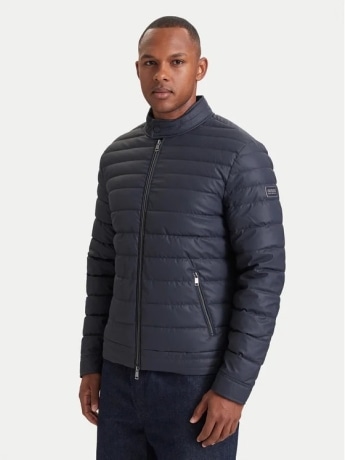 Guess giubbotto biker uomo in ecopelle stretch blu