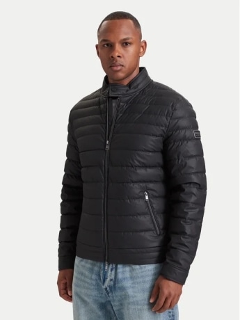 Guess giubbotto biker uomo in ecopelle stretch nero