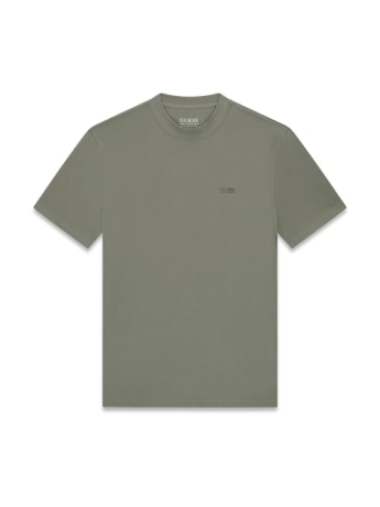 Guess t-shirt uomo premium tech stretch verde militare con logo