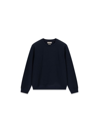 Guess felpa girocollo uomo in tessuto jacquard logato blu
