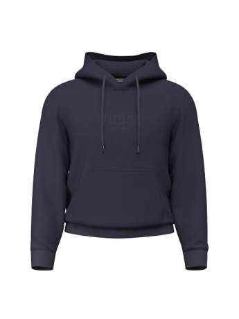 Guess felpa con cappuccio uomo in cotone blu con logo