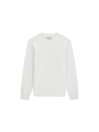 Guess felpa girocollo uomo in cotone con logo bianco  in tono