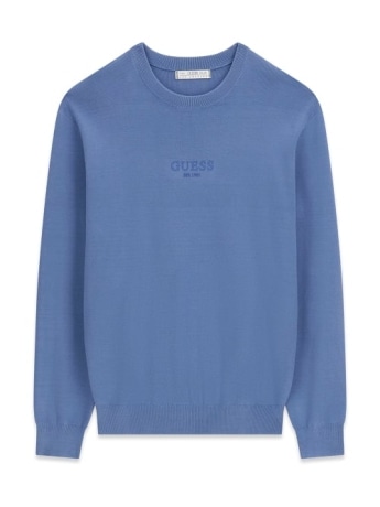 Guess maglia uomo in misto viscosa azzurro con logo