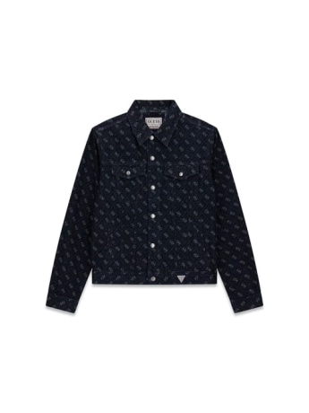Guess giubbotto dillon  uomo ion denim blu scuro con logo all over