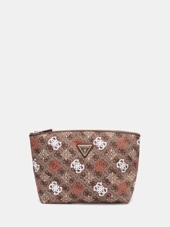 Guess pochette donna eliette logo in ecopelle marrone logata