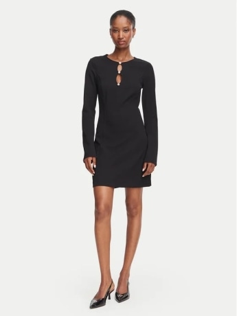 Guess abito  donna claudie mini con scollo gioiello nero