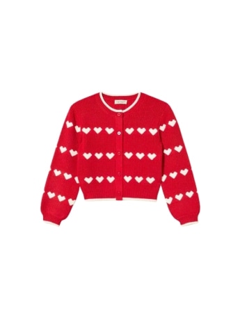 Twinset cardigan bimba in maglia rossa con cuori