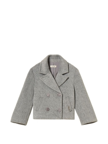 Twinset giubbotto caban kids/junior in panno di lana grigio doppiopetto