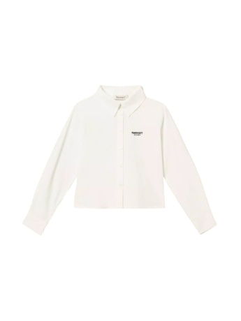Twinset camicia kids/junior in popeline di cotone bianco con logo ricamato
