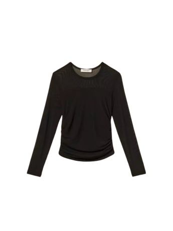 Twinset t-shirt kids/junior in tulle nero con fianchi arricciati