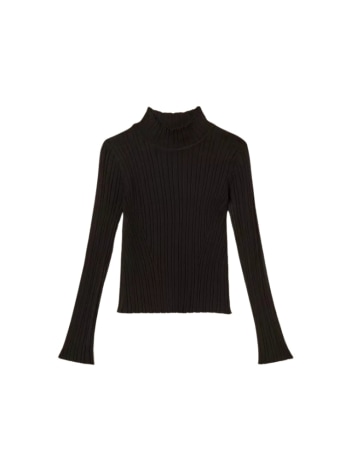 Twinset maglia kids/junior lupetto in viscosa a coste nero