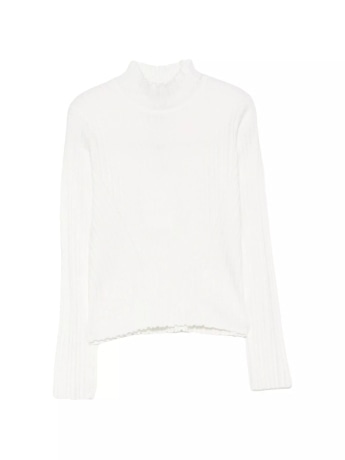 Twinset maglia kids/junior lupetto in viscosa a coste bianco