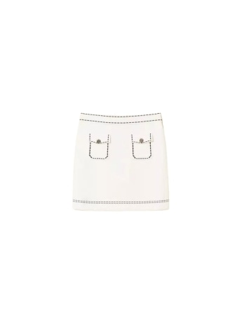 Twinset gonna in maglia kids/junior panna con cuciture a contrasto