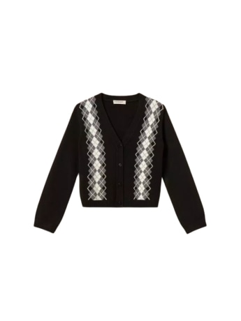 Twinset cardigan kids/junior in maglia nera con rombi