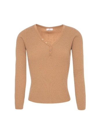 Fracomina top donna con scollo a v cammello