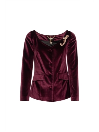 Fracomina giacca donna in velluto vinaccia slim fit