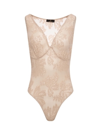 Fracomina body rosa chiaro con paillettes