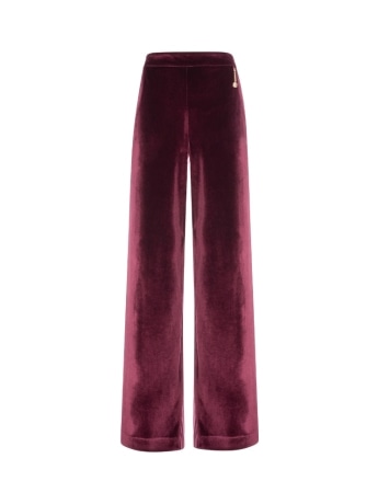Fracomina pantalone palazzo in velluto vinaccia