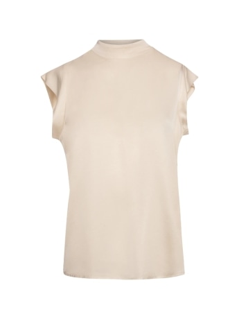 Fracomina blusa girocollo in viscosa crema con maniche corte