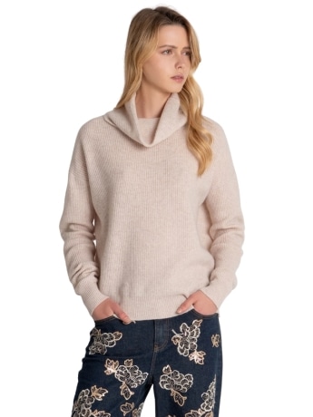 Fracomina maglia dolcevita in lana beige collo alto