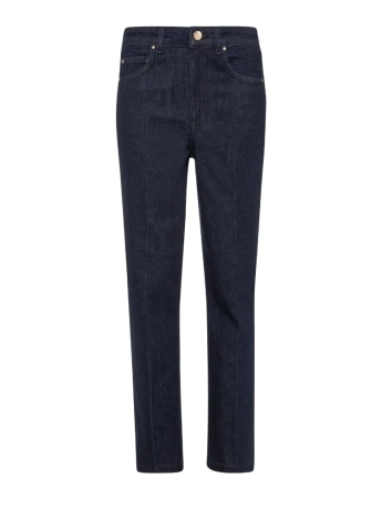 Fracomina jeans in denim blu scuro con strass laterali