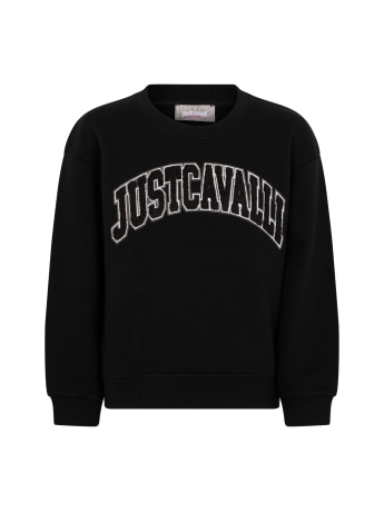 Just Cavalli felpa bimba/junior in cotone nero con logo lettering