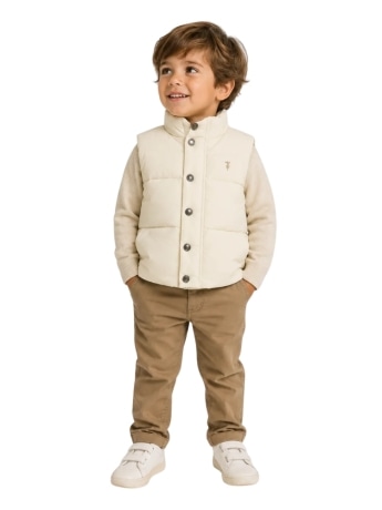 Trussardi gilet infant/kids panna con mini logo frontale e logo lettering sul retro