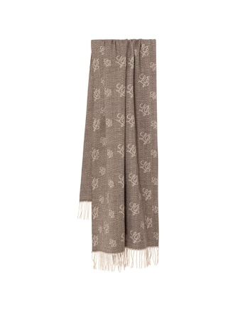 Liu-jo stola in tessuto beige jacquard con logo monogram