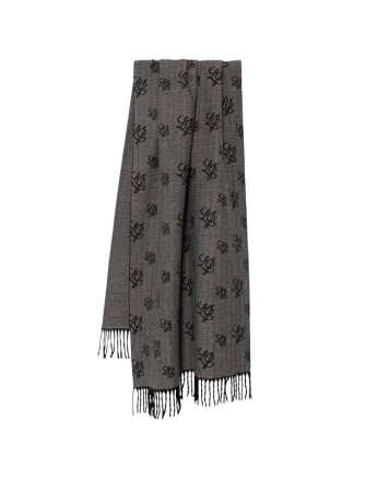Liu-jo stola in tessuto nero jacquard con logo monogram