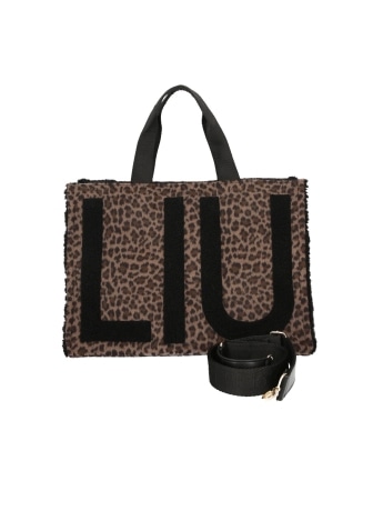 Liu-jo borsa tote grande animalier con maxi logo
