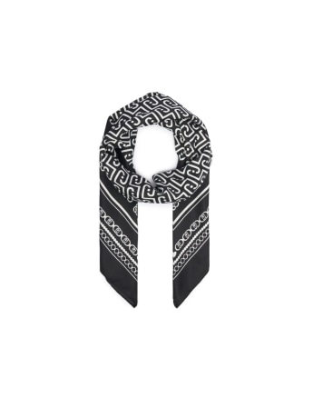 Liu-jo foulard bandana nero con motivo monogram all over