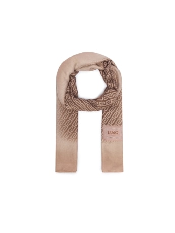 Liu-jo stola beige sfumata con motivo monogram all over