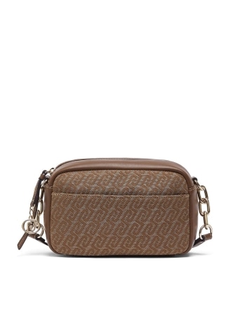 Liu-jo borsa media camera bag a tracolla in tessuto jacquard beige