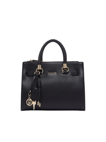 Liu-jo borsa satchel piccola nera con charm