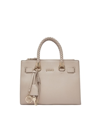 Liu-jo borsa satchel piccola beige con charm