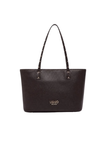 Liu-jo borsa tote piccola marrone scuro con logo