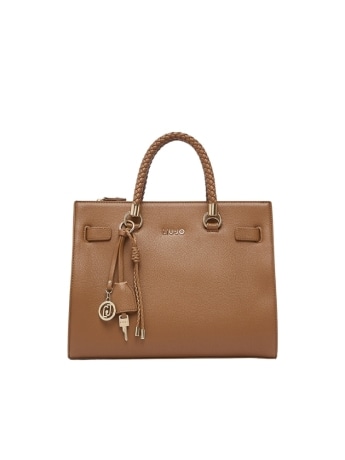 Liu-jo borsa satchel media cammello con charm