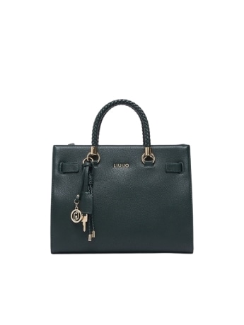 Liu-jo borsa satchel media verde scuro con charm